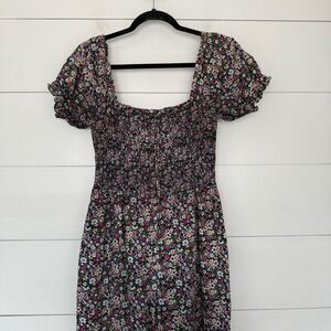 Sugar Lips Women’s Small Dark Floral Smocked Jumpsuit Wide Leg Romantic